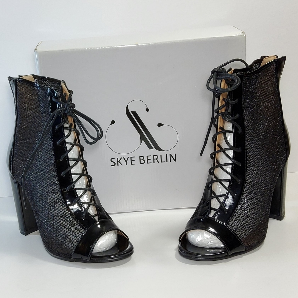 Women's Lace up Mesh Peep Toe Booties Ankle Boots